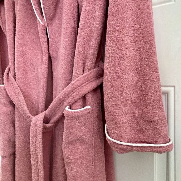 Vintage LL Bean Plush Robe w/ Belt & Pockets Womens Medium Pink - Picture 3 of 7